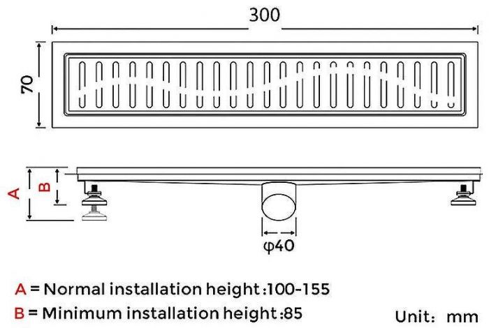 Душевой лоток Gappo G83007-3 с решеткой Сатин