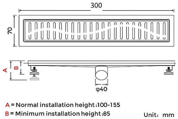 Душевой лоток Gappo G83007-3 с решеткой Сатин