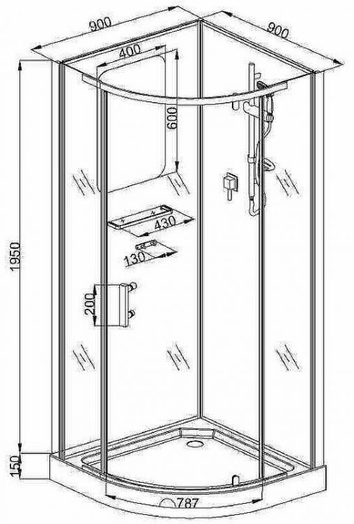 Душевая кабина Ceruttispa Korra 90х90 901B без гидромассажа