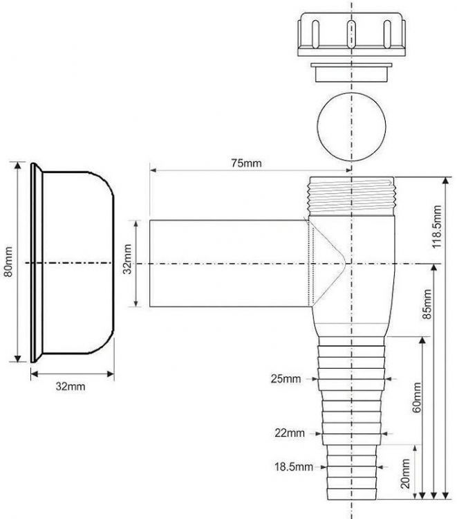 Сифон для стиральной машины McAlpine WMV-32WH цвет Белый