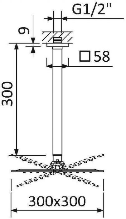Верхний душ Cezares Czr CZR-B-TDDQ-30/30-NOP Черный матовый