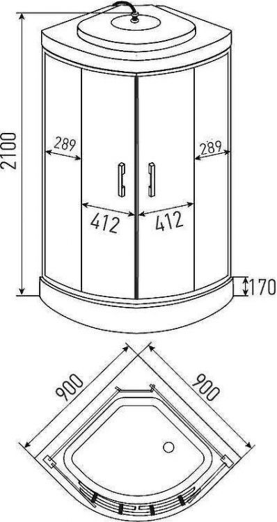 Душевая кабина Erlit 90х90 ER570917-C24-RUS с гидромассажем