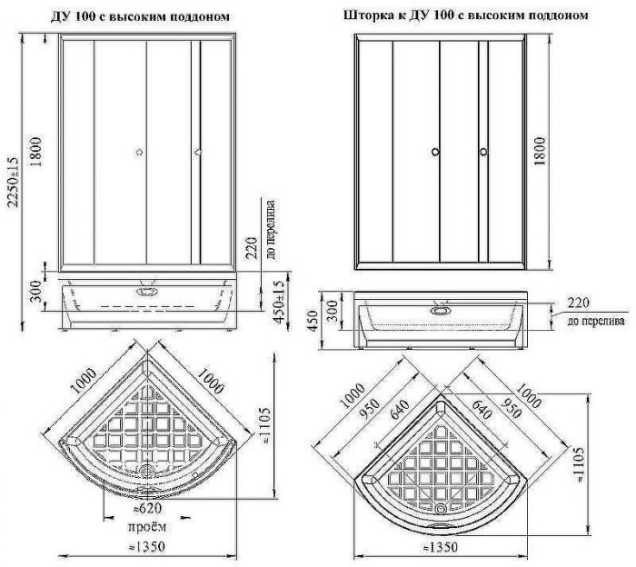Душевой уголок Radomir Соул 1 100x100 1-03-6-0-0-0041 профиль Черный стекло матовое