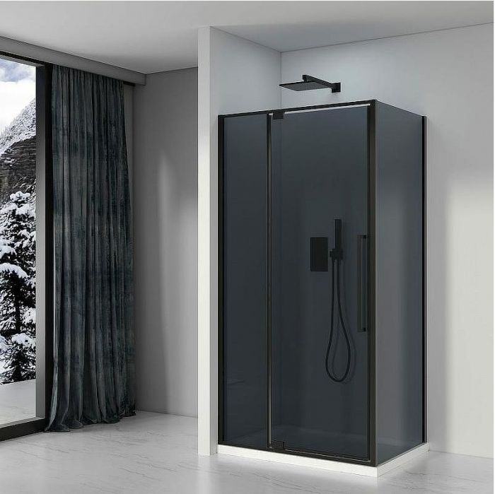 Душевой уголок Black&White Stellar Wind S812 BG 90x90 812900G профиль Черный матовый стекло серое