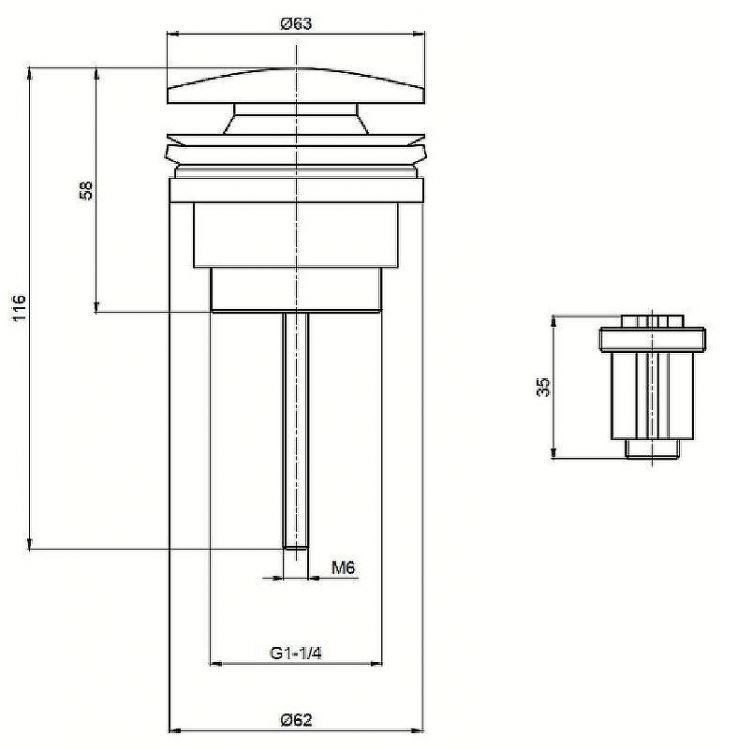 Донный клапан AQUAme AQM7003BG click-clack Шлифованное золото Донный клапан AQUAme AQM7003BG click-clack Шлифованное золото