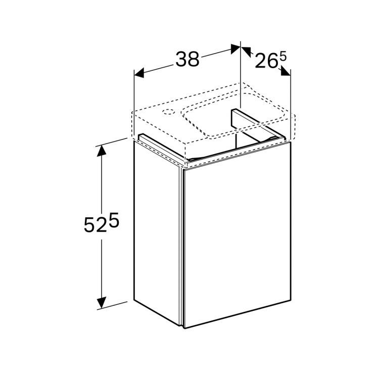 Тумба под раковину Geberit Xeno? 38х26.5х52.5, серый дуб [500.502.43.1]