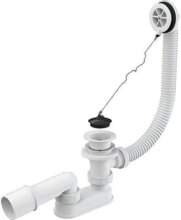 Слив-перелив Alcaplast A502 с пробкой на цепочке Белый