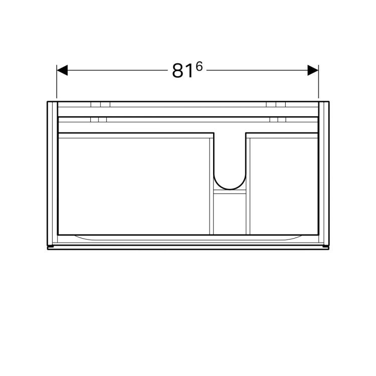 Тумба под раковину Geberit Xeno? 880х530х462 мм, 1 маленький и 1 большой ящики, сифон справа, матовый серый [500.516.00.1]