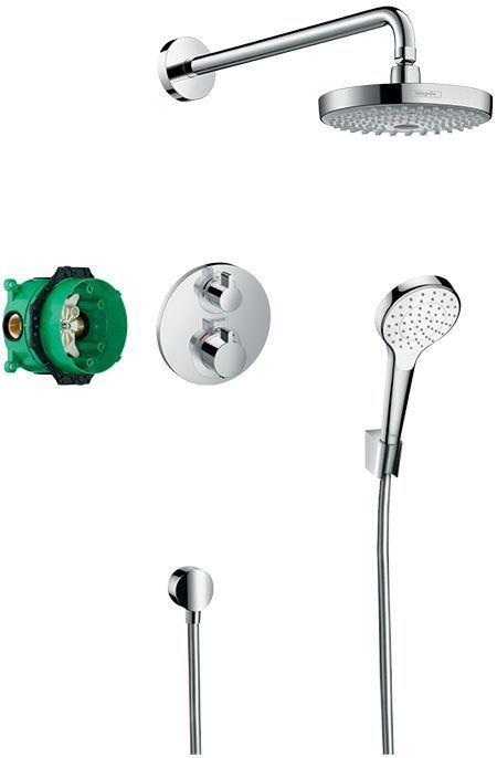 Hansgrohe Croma S Душевая система, верхний душ 18,7см., смеситель термостатический, с ручным душем, цвет: хром