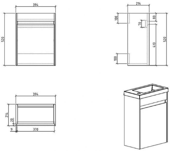 Тумба под раковину BelBagno Pietra Mini 40 PIETRA MINI-400-1A-SO-BL-R подвесная Bianco Lucido