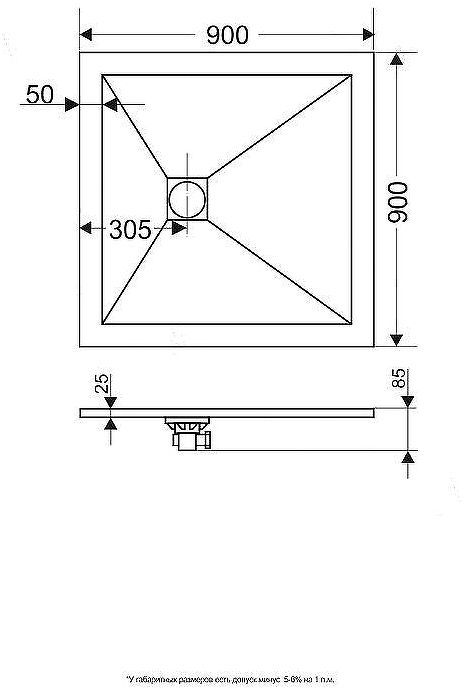 Душевой поддон из искусственного камня RGW Stone Tray ST-G 90x90 16152099-02 Графит