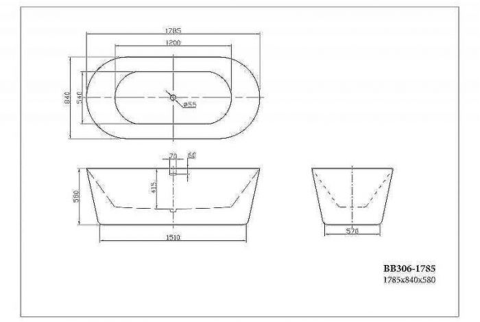 Акриловая ванна BelBagno 178х84 BB306-1785 без гидромассажа