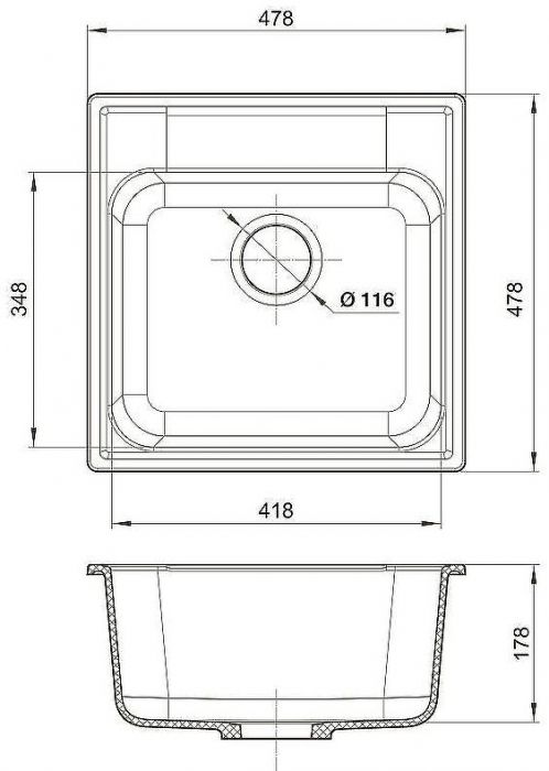 Кухонная мойка Reflexion Etude 48 RF0353BL Черная
