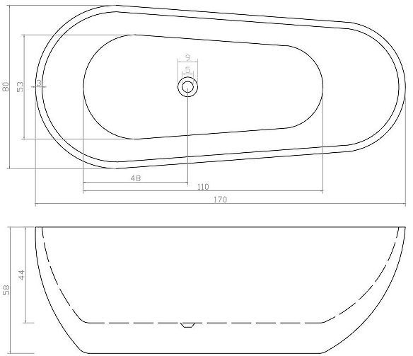 Акриловая ванна Ceruttispa Mimi 170x80 CT9671 без гидромассажа