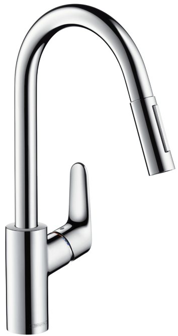 Hansgrohe Focus, Смеситель для кухни, с выдвижным душем, Цвет: сталь