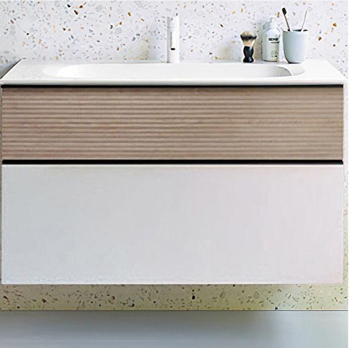 Тумба с раковиной Burgbad Fiumo 100 SFXN102F3956FOT45G0200C0001*1 подвесная Eiche Dekor Cashmere Белая матовая