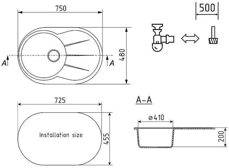 Кухонная мойка Ulgran Classic U-503-310 Серая Кухонная мойка Ulgran Classic U-503-310 Серая
