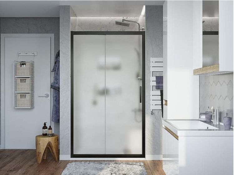 Душевая дверь STWORKI Стокгольм 160 3GW230TTKK000 профиль Черный матовый стекло матовое