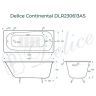 Чугунная ванна Delice Continental 170х70 DLR230613-AS без отверстий под ручки с антискользящим покрытием