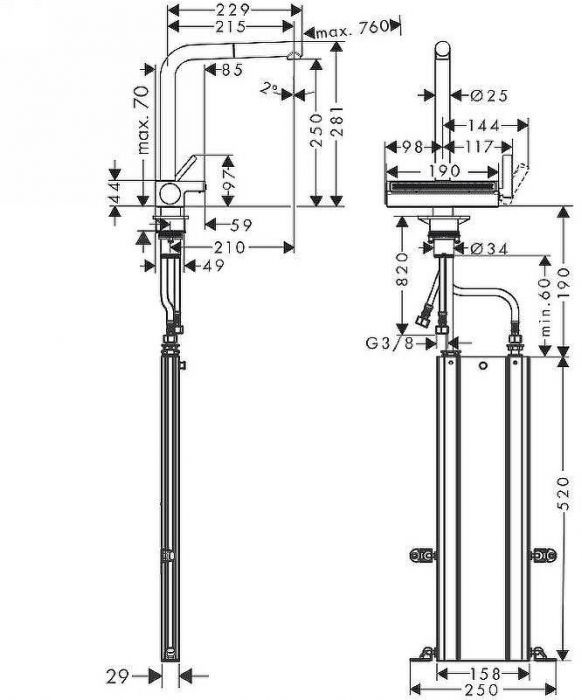 Смеситель для кухни Hansgrohe Aquno Select M81 73830000 Хром