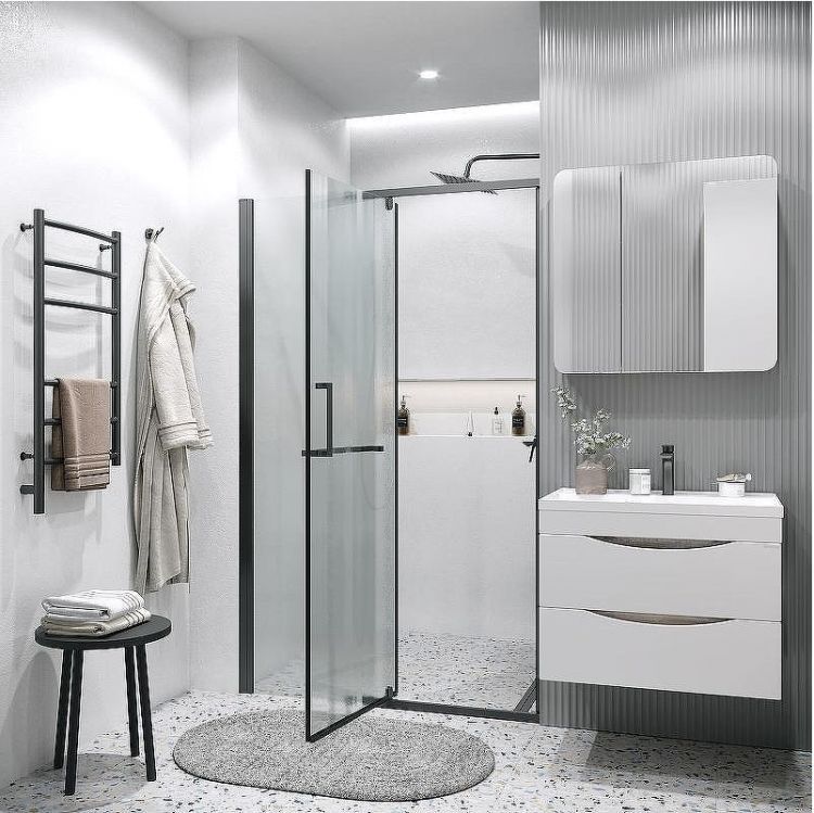 Душевая дверь Grossman Pragma 110 100.K33.03.110.21.02 профиль Черный матовый стекло шиншилла