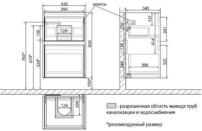Тумба под раковину Lemark Combi 45 LM03C45T-black подвесная Белый глянец