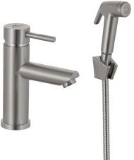 Смеситель для раковины Fashun A58101A с гигиеническим душем цвет Сатин