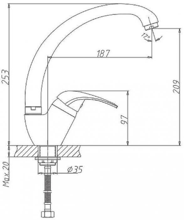 Смеситель для кухни Haiba HB4103-2 Хром