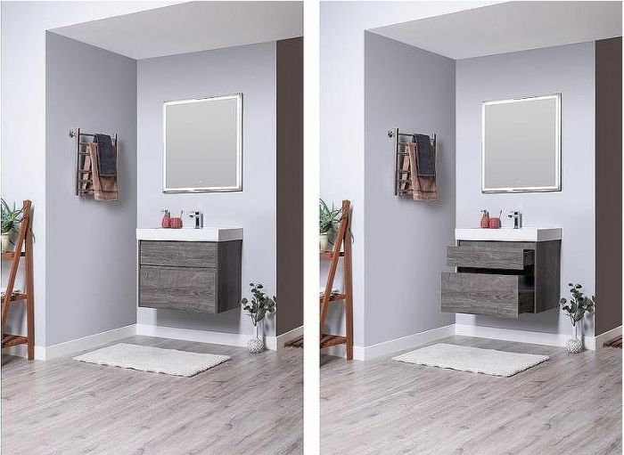Тумба с раковиной Aquanet Nova Lite 75 245245 подвесная Дуб рошелье