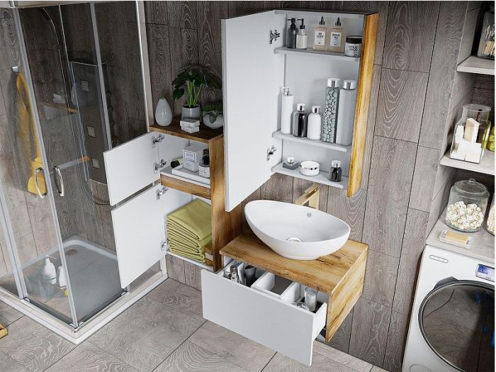 Зеркальный шкаф Misty Ива 45 L П-Ива04045-01Л Дуб Вотан