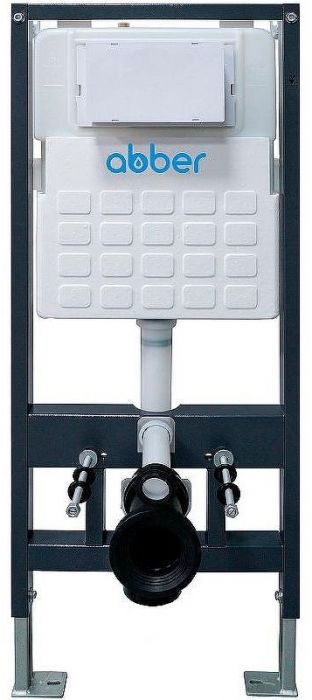 Комплект унитаза с инсталляцией Abber Bequem AC1100-AC0105-AC0121 с сиденьем Микролифт и клавишей смыва Хром