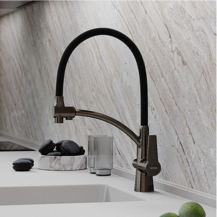 Смеситель для кухни Sancos Eri SC4001GG Вороненая сталь Черный