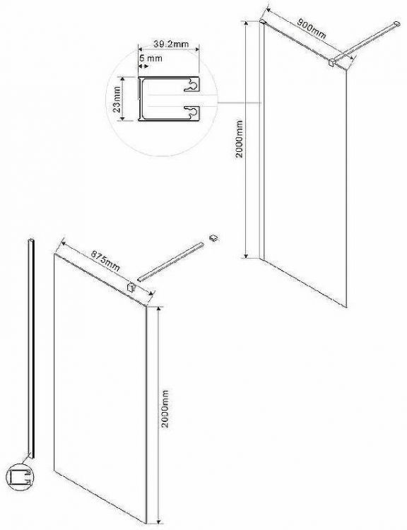 Душевая перегородка Vincea Walk-In 90 VSW-1H900MRGM профиль Вороненая сталь стекло зеркальное