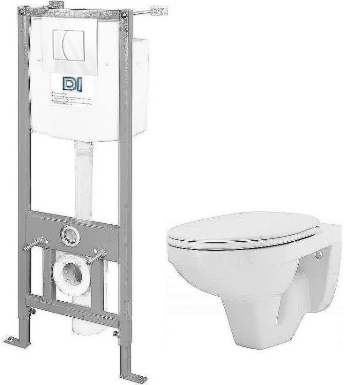Комплект унитаза с инсталляцией Rosa Рио 4630055558407 с сиденьем и Белой клавишей смыва