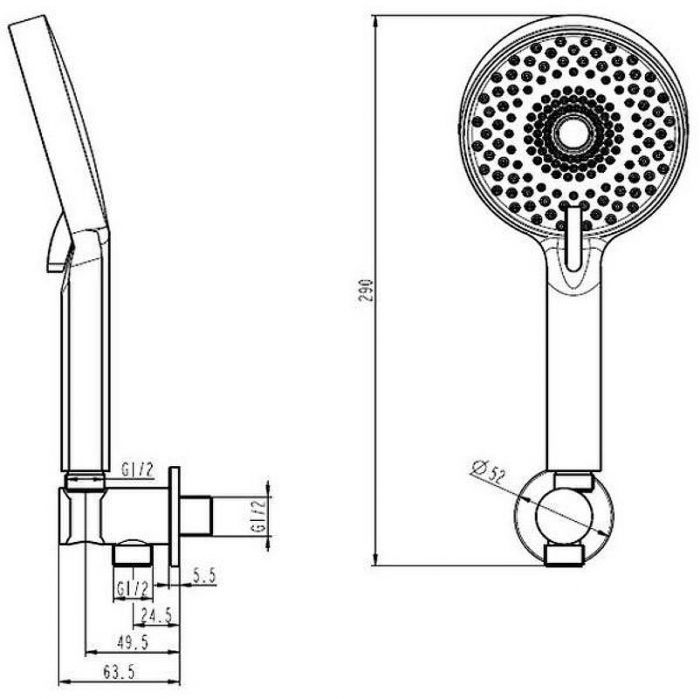 Душевой гарнитур Caprigo Parts 98-522-ner Черный матовый
