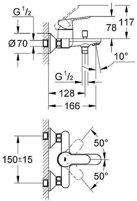 Смеситель для ванны Grohe BauEdge 23334000 Хром