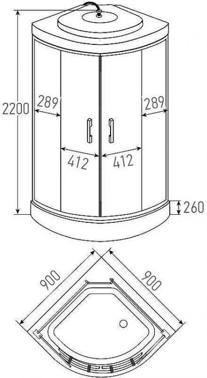 Душевая кабина Erlit 90х90 ER570926-C24-RUS с гидромассажем