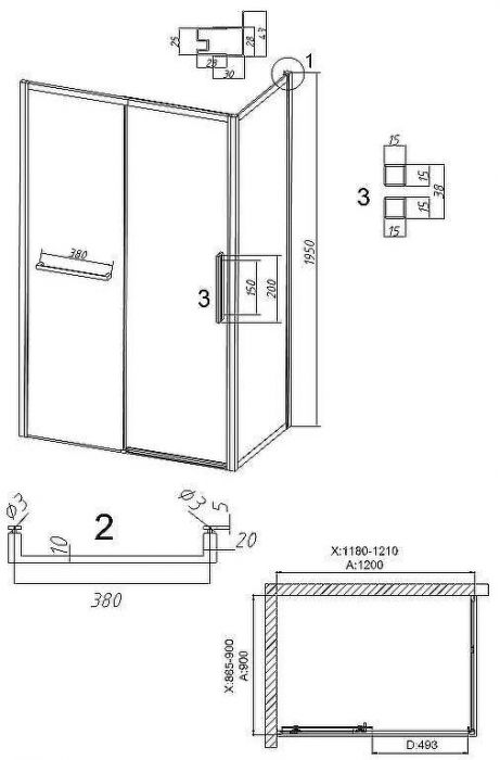 Душевой уголок Grossman Style 120х90 120.K33.05.1290.21.02 профиль Черный матовый стекло шиншилла