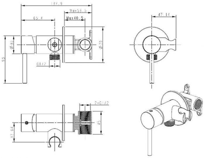 Гигиенический душ со смесителем Bronze de Luxe Scandi 701/1BR Бронза