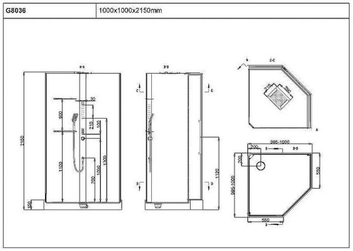 Душевая кабина Black&White Galaxy G8036 100x100 8036000 с гидромассажем