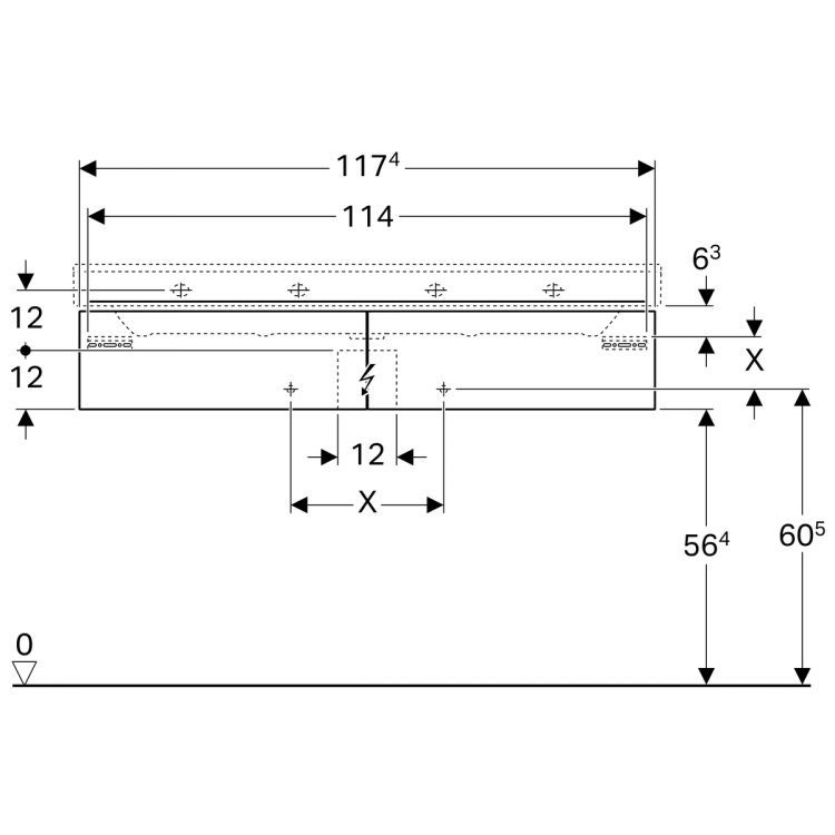 Тумба под раковину Geberit Xeno? 1174х220х462 мм, 2 маленьких ящика, белый глянец [500.517.01.1]