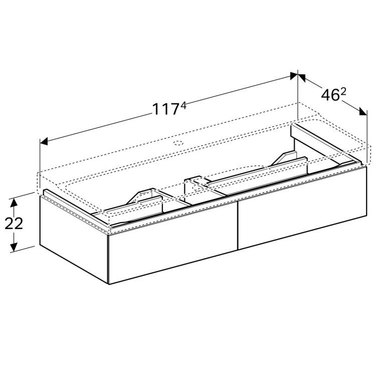 Тумба под раковину Geberit Xeno? 1174х220х462 мм, 2 маленьких ящика, белый глянец [500.517.01.1]