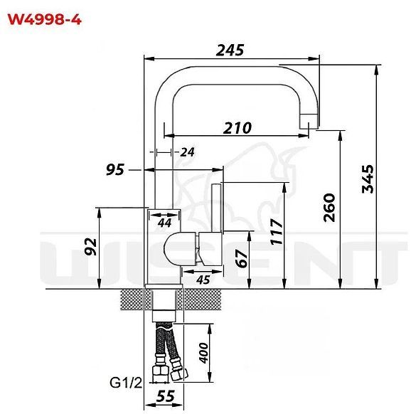 Смеситель для кухни Wisent W4998-4-22 цвет Черный