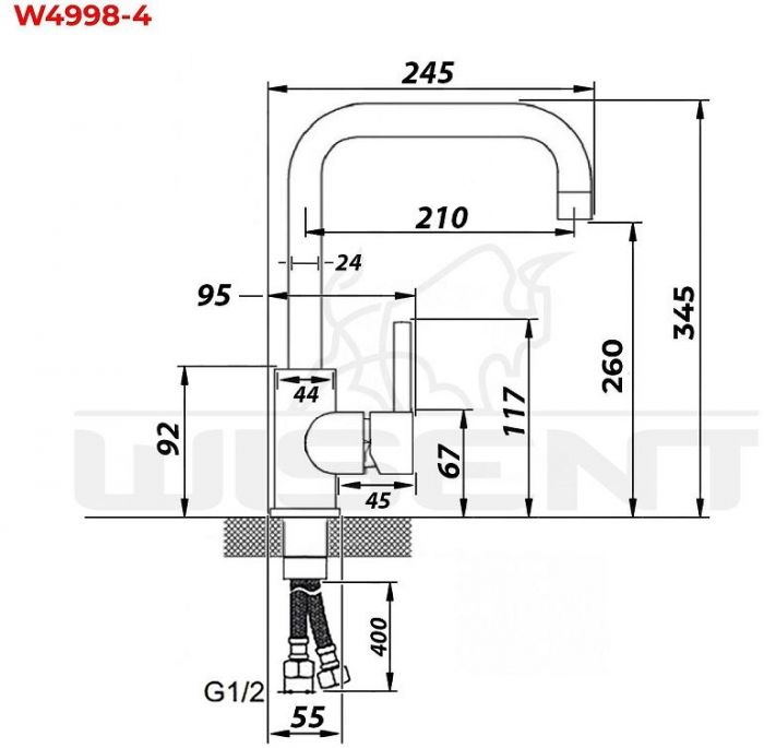 Смеситель для кухни Wisent W4998-4-22 цвет Черный