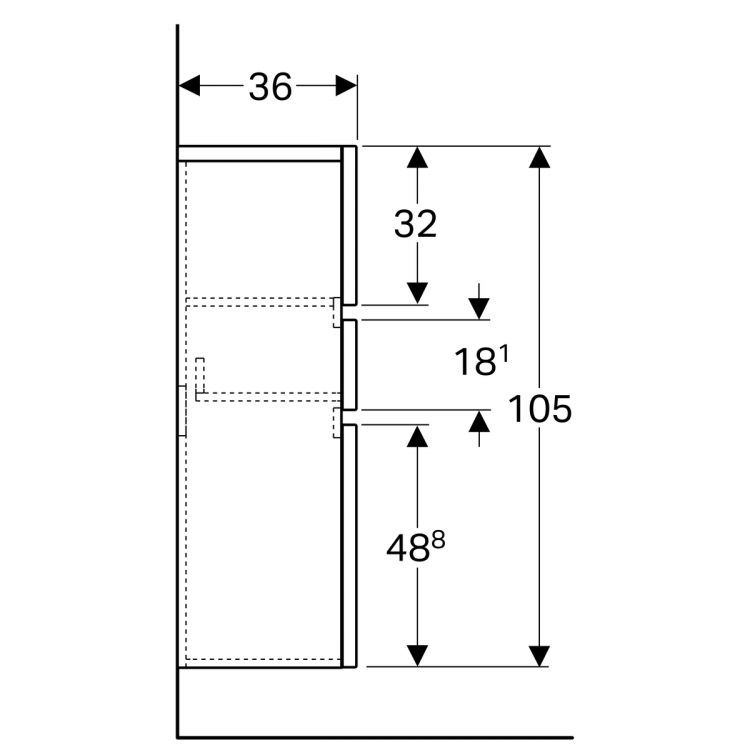 Тумба под раковину Geberit Renova Nr. 1 Plan с дверцей , 39x36, натуральный дуб [869033000]