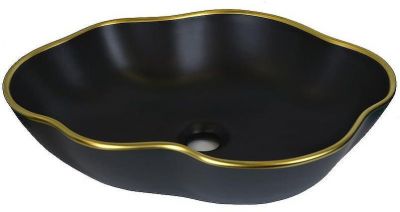 Раковина-чаша Bronze de Luxe 50 1395 Черная с золотым ободом