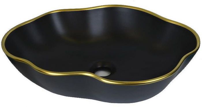 Раковина-чаша Bronze de Luxe 50 1395 Черная с золотым ободом