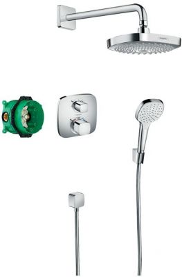 Hansgrohe Croma E Душевая система, верхний душ 18,7х18.7см., смеситель термостатический, с ручным душем, цвет: хром
