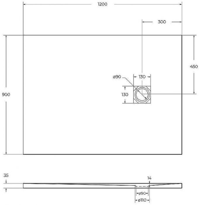Душевой поддон из искусственного камня BelBagno Uno 120x90 TRAY-MR-UNO-AH-120/90-35-W Белый