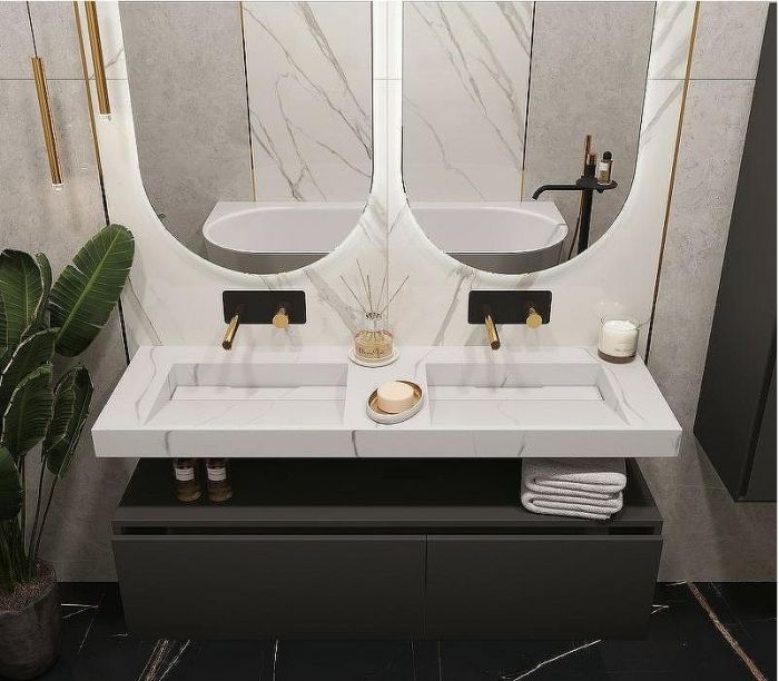 Раковина Boheme Armadi Art Flat 140 859-140-CLCT двойная Белый мрамор